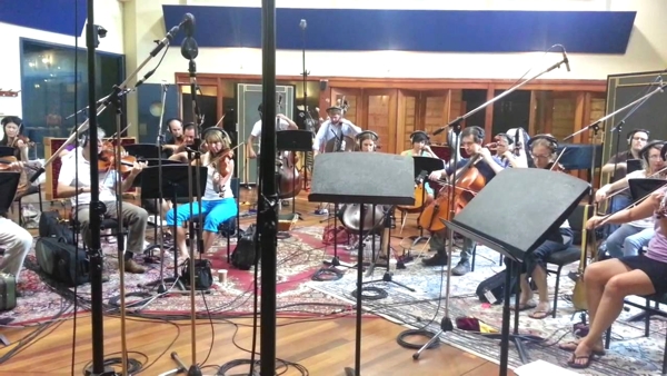 Photo of studio string section as shown on the Reeves Motal Piano and Synthesizer Music Website